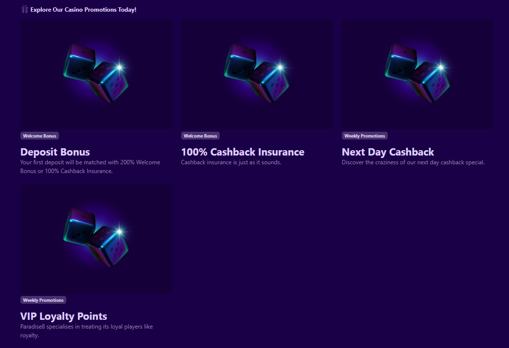 paradise8 casino promotions